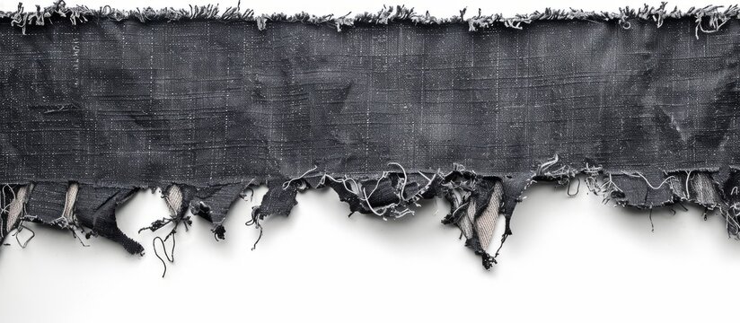 Dark and dramatic black fabric with torn edges for design backgrounds and textures