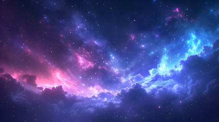 Obraz premium Beautiful fantasy starry night sky, blue and purple colorful, galaxy and aurora 4k wallpaper