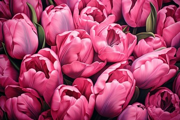 Pink tulips. Spring flower love. Generate Ai