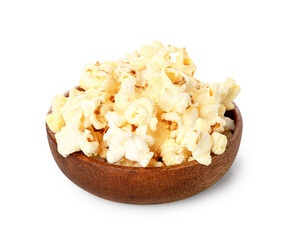 Bowl of popcorn for Festa Junina (June Festival) on white background