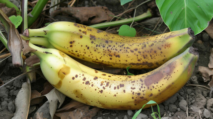 The banana continues to grow and mature with the skin gradually changing from green to a pale yellow color. Small brown speckles also begin to appear on the surface.