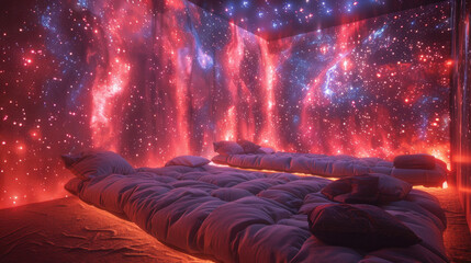 Space Opera Writer's Alcove with Galaxy-Printed Walls