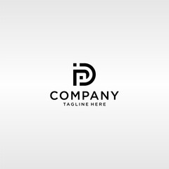 D initial minimalist concept, abstract logo