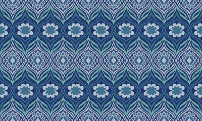 Hand drawn Ikat border. Geometric folk ornament. Ink on clothes. Tribal vector texture. Seamless striped pattern in Aztec style. Ethnic embroidery. Indian, Scandinavian, Gypsy, Mexican, African rug.