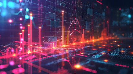 Obraz premium New age of scientific and business data visualization. Data science and visual management design concept. Abstract background