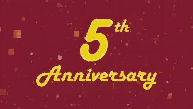 Happy 5th anniversary 004, motion graphic ruby red background.