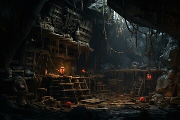Ancient Pirate chest cave. Adventure ship. Generate Ai