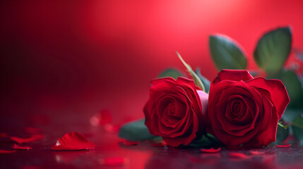 Red roses on a red and black gradiant background, luxury valentines day and love concept, hd