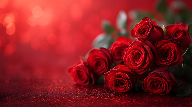 Red roses on a red and black gradiant background, luxury valentines day and love concept, hd