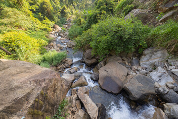 Stream of water from Diyaluma waterfall in Ella, Badulla District of Uva Province, Sri Lanka