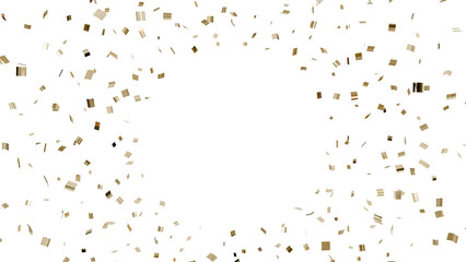Obraz premium Celebration in Bloom: A burst of golden confetti explodes in this 3D artwork, leaving a celebratory void at its center. Perfect for capturing the essence of victories, awards, holidays, and triumphant
