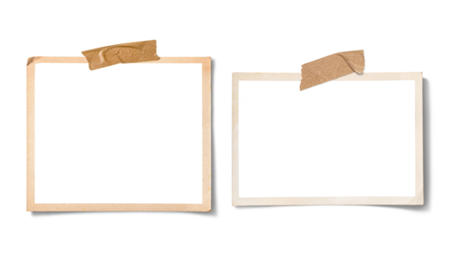 テープで貼られた古い写真の画像合成用素材