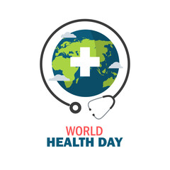 World Health Day with globe and stethoscope design. vector illustration. EPS 10