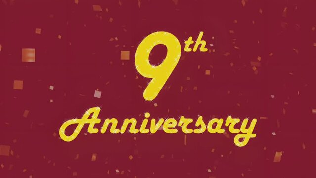 Happy 9th anniversary 004, motion graphic ruby red background.