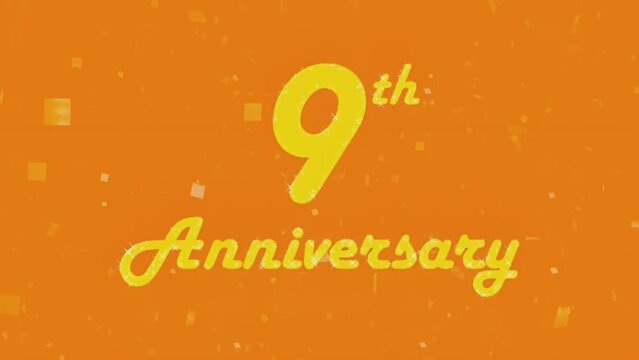 Happy 9th anniversary 007, motion graphic orange background.