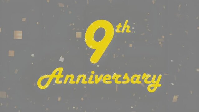 Happy 9th anniversary 008, motion graphic grey background.
