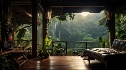 Rainforest cabin with a panoramic jungle vista