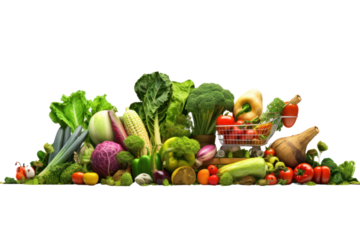 Organic Markets: AI is being used to create online platforms for organic farming, such as online markets, product tracking platforms. Isolated on a transparent background.