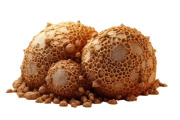 3D image of pores in the soil. changes in soil salinity levels.Isolated transparent background