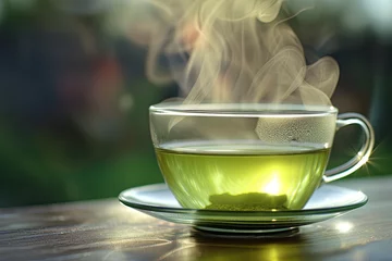 Foto auf Acrylglas Steaming green tea © Emanuel