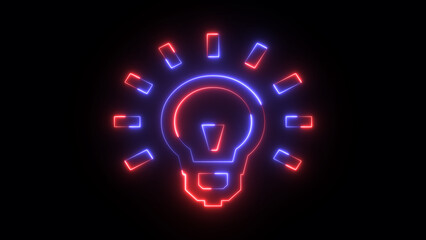 Glowing neon lightning bulb icon. Abstract bright symbol icon of electric led bulb