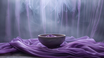 Ash Wednesday Altar with Purple Cloth. Commemorating Ash Wednesday, a solemn day of reflection and repentance in the Christian liturgical calendar, with a traditional altar adorned with a purple cloth - obrazy, fototapety, plakaty