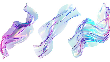 Colorful gradient waves flow design elements set. Vector illustration EPS10. Cyan blue, ultra violet, pink, sea green, turquoise gradient fluid shapes, motion waves for modern banners, adverts,3D