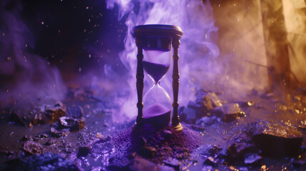 Creative Ash Wednesday scene with a mystical purple hourglass, evoking a sense of time's passage and spiritual contemplation, Generative Ai

 - obrazy, fototapety, plakaty