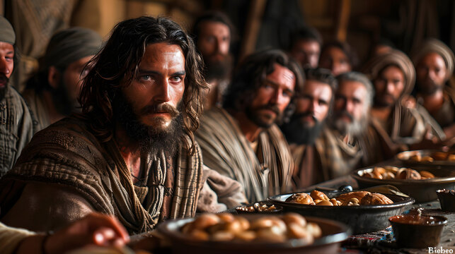 Jesus Christ with disciples at the Last Supper