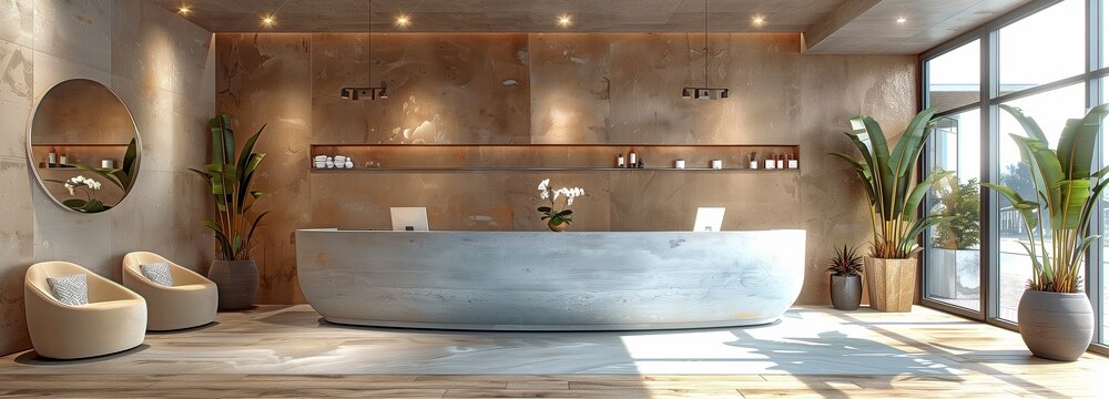 Administrator area at the front of a beauty spa salon
