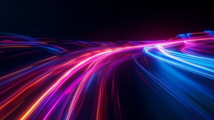 Fototapeta na wymiar abstract background with neon color lights in speed over black background