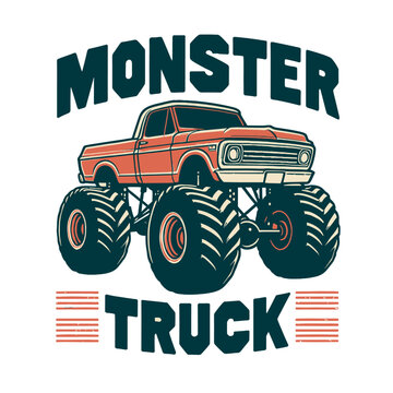 Collection vector art Monster Truck, Illustration vintage 
