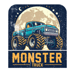 Collection vector art Monster Truck, Illustration vintage moon night off road  © jessi
