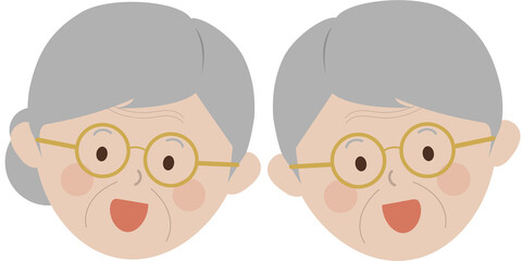 할머니 할아버지 얼굴 일러스트