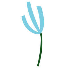 Unique beautiful light blue flower. Hand drawn. Spring and summer. Flat Vector element illustration with transparent background.