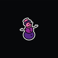 Original vector illustration. The icon of a kind snowman in a top hat.