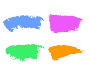 Mascara smears color texture set. Vector scribble brush strokes isolated on white. Grunge dirty brush strokes