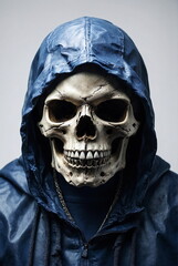 Skull in a hoody. Halloween . Santa Muerte, Calavera, Mexicans Day of the Dead, Dia de Los Muertos.