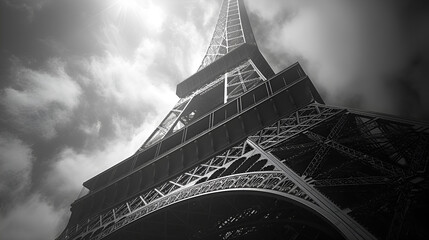 Eiffel Tower Paris, Famous Landmark of France, Iconic Architecture in European Capital City, Travel Destination in Paris, Cityscape with Eiffel Tower Silhouette, Generative AI

