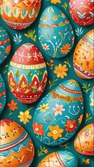 Generative Ai pattern Egg easter and flower