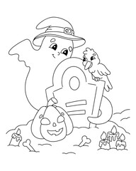 Coloring page for kids. Digital stamp. Cartoon style character. Isolated on white background. Vector illustration.