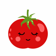 cute funny tomato with face and emotions. Vector isolated illustration for children.