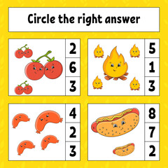 Circle the right answer. Education developing worksheet. Activity page with pictures. Game for children. Funny character. Cartoon style. Vector illustration.