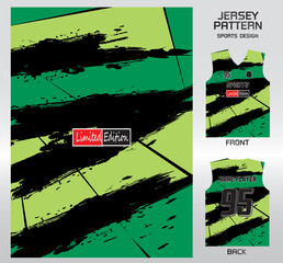 Pattern vector sports shirt background image.Black label on green background pattern design, illustration, textile background for sports t-shirt, football jersey shirt.eps