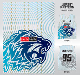 Pattern vector sports shirt background image.blue lion watermark pattern design, illustration, textile background for sports t-shirt, football jersey shirt.eps