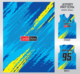 Pattern vector sports shirt background image.ink painted blue yellow pattern design, illustration, textile background for sports t-shirt, football jersey shirt.eps