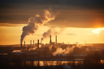 Smoke From Heating Station in Big City