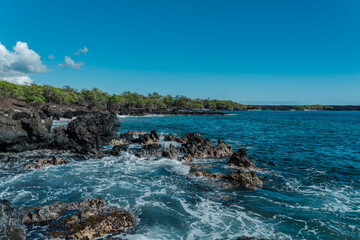 Fototapeta premium Kalua O Lapa lava and spatter deposits. Ahihi-Kinau Natural Area Reserve, Maui Hawaii. La Perouse Bay 