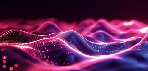 beautiful abstract background of wave technology with pink light, digital wave effect