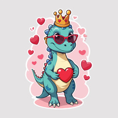 funny dragon with heart